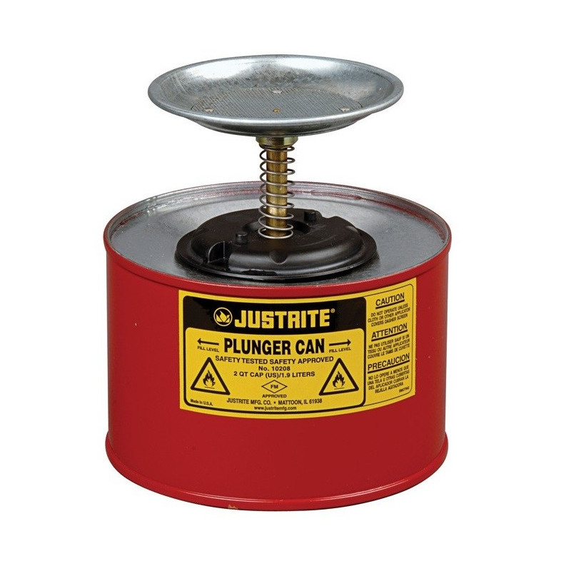 2 Litre Plunger Can for dispensing flammable liquids Justrite 10208